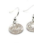 Earrings - Sterling Silver - Drop - Round - Mini - Wolf