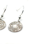 Earrings - Sterling Silver - Drop - Round - Mini - Wolf