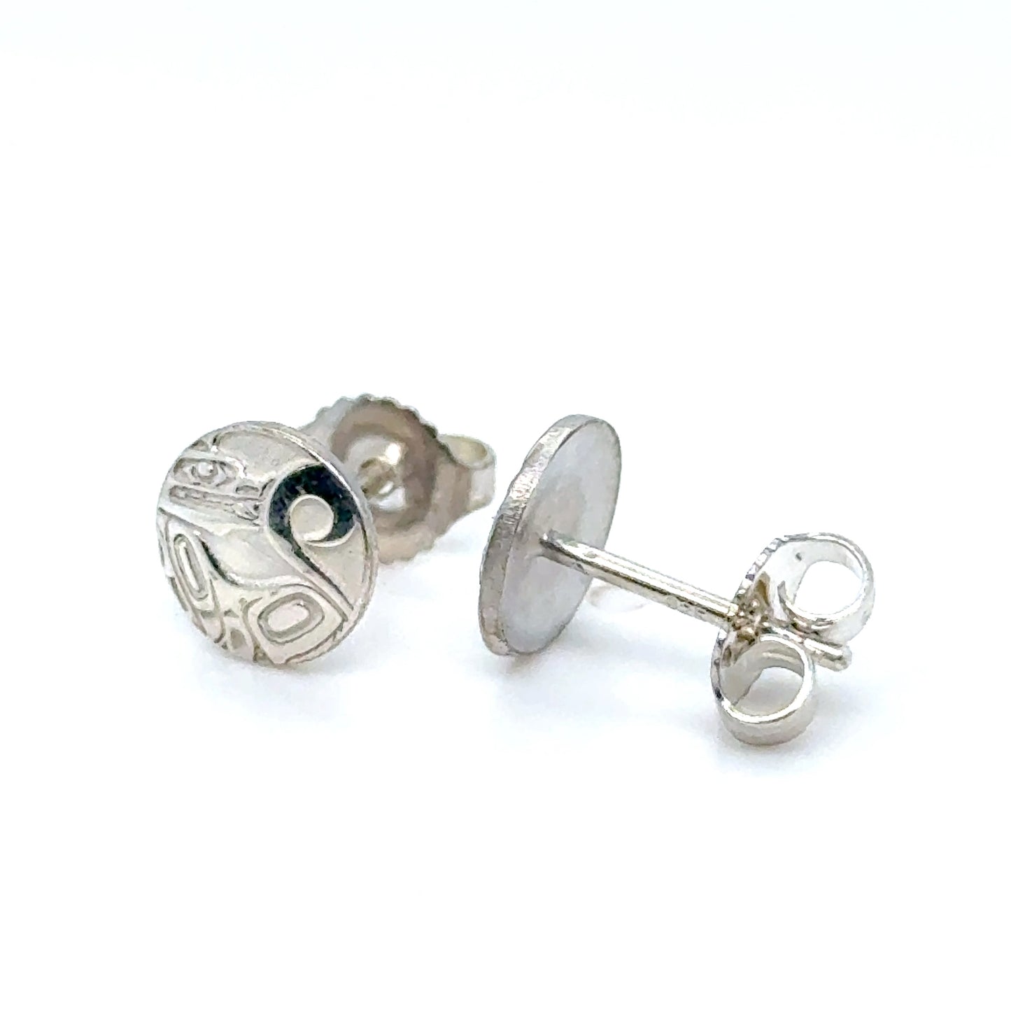 Earrings - Sterling Silver - Stud - Wolf - Micro - 8mm