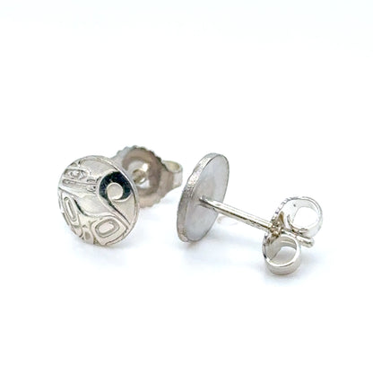 Earrings - Sterling Silver - Stud - Wolf - Micro - 8mm