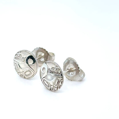 Earrings - Sterling Silver - Stud - Wolf - Micro - 8mm