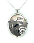 Pendant - Gold & Silver - Oval - Heron