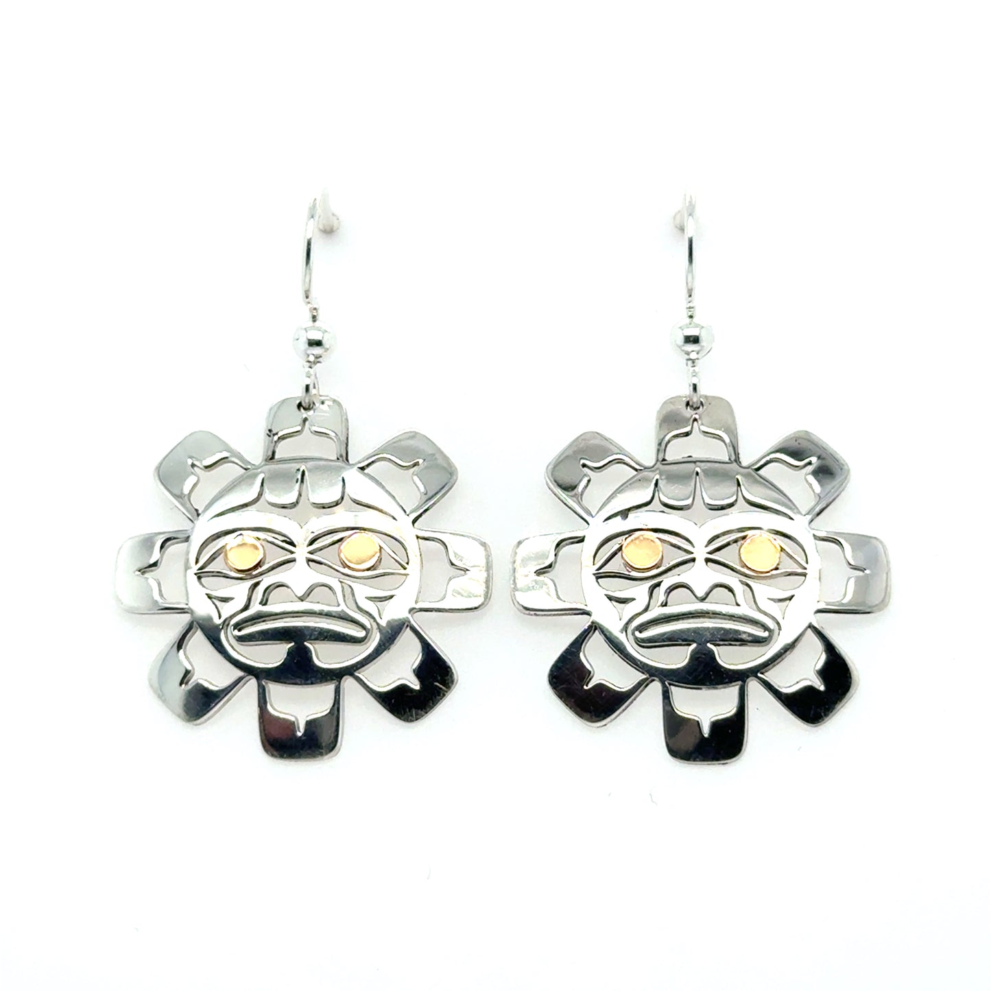 Earrings - Gold & Silver - Cutout - Sun
