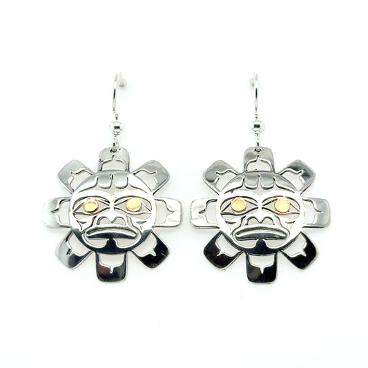 Earrings - Gold & Silver - Cutout - Sun