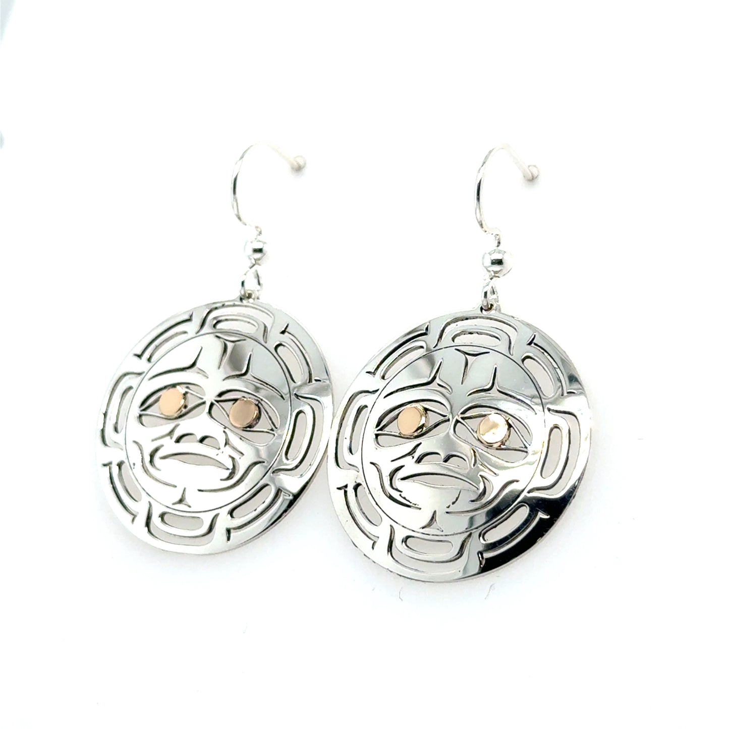 Earrings - Gold & Silver - Round - Moon
