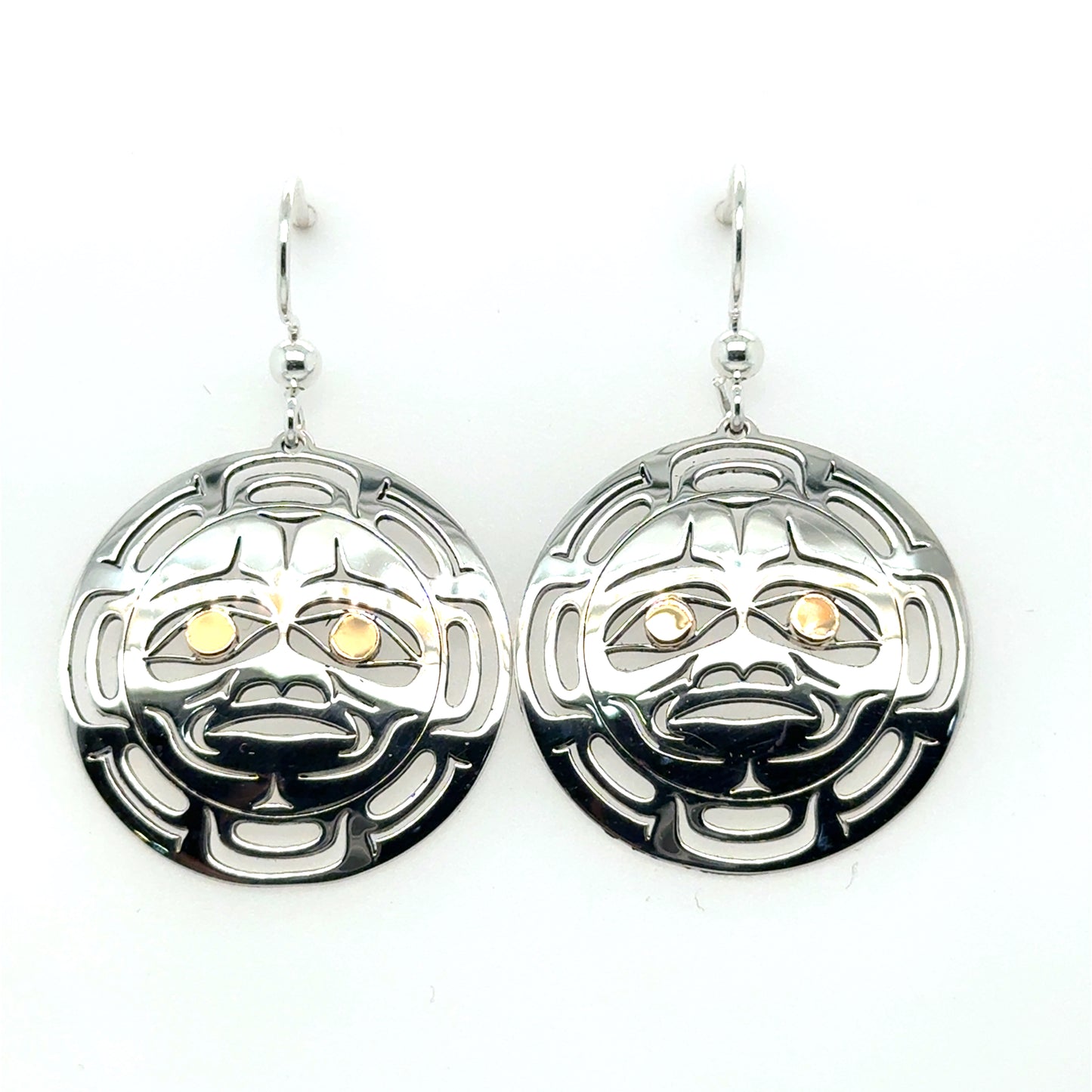 Earrings - Gold & Silver - Round - Moon