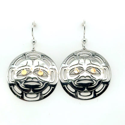 Earrings - Gold & Silver - Round - Moon