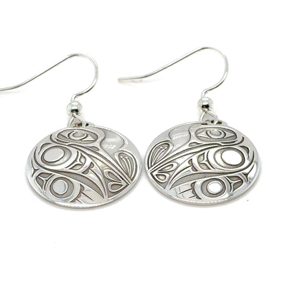 Earrings - Sterling Silver - Drop - Round - Hummingbird - Medium - 20mm