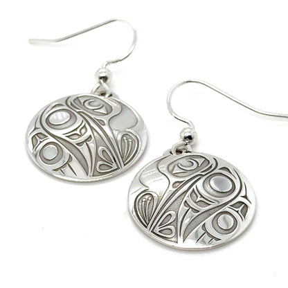 Earrings - Sterling Silver - Drop - Round - Hummingbird - Medium - 20mm