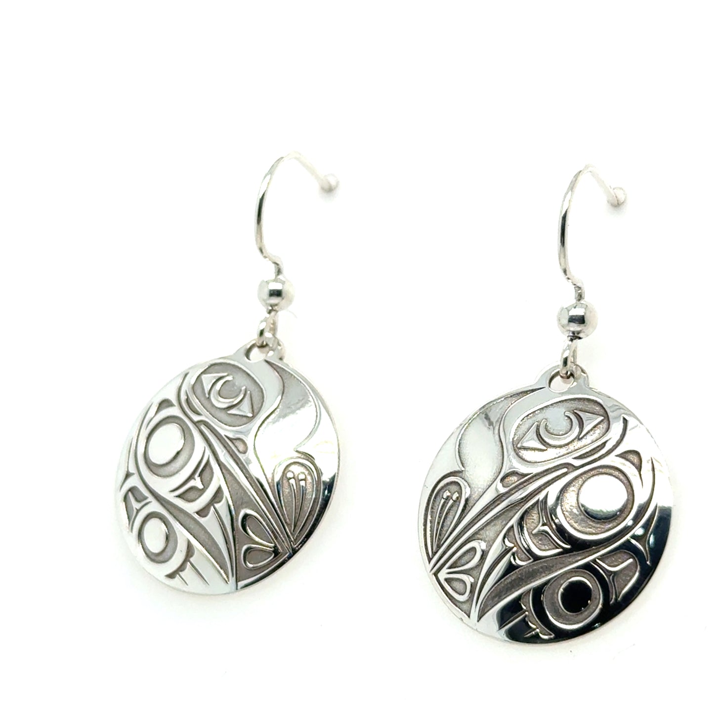 Earrings - Sterling Silver - Drop - Round - Hummingbird - Medium - 20mm