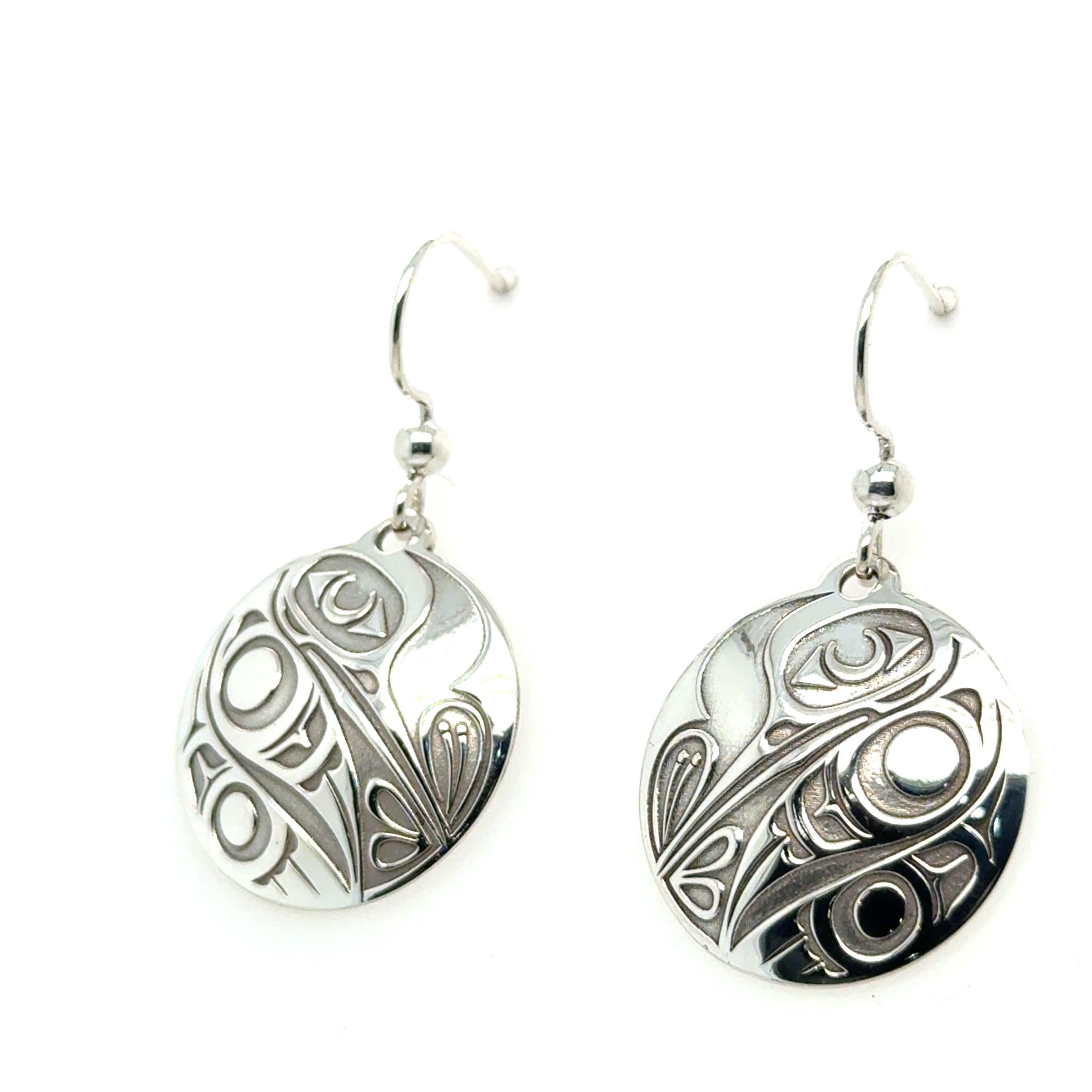 Earrings - Sterling Silver - Drop - Round - 20mm - Hummingbird