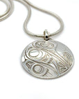 Pendant - Sterling Silver - Round - 25mm - Hummingbird