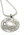 Pendant - Sterling Silver - Round - 25mm - Wolf