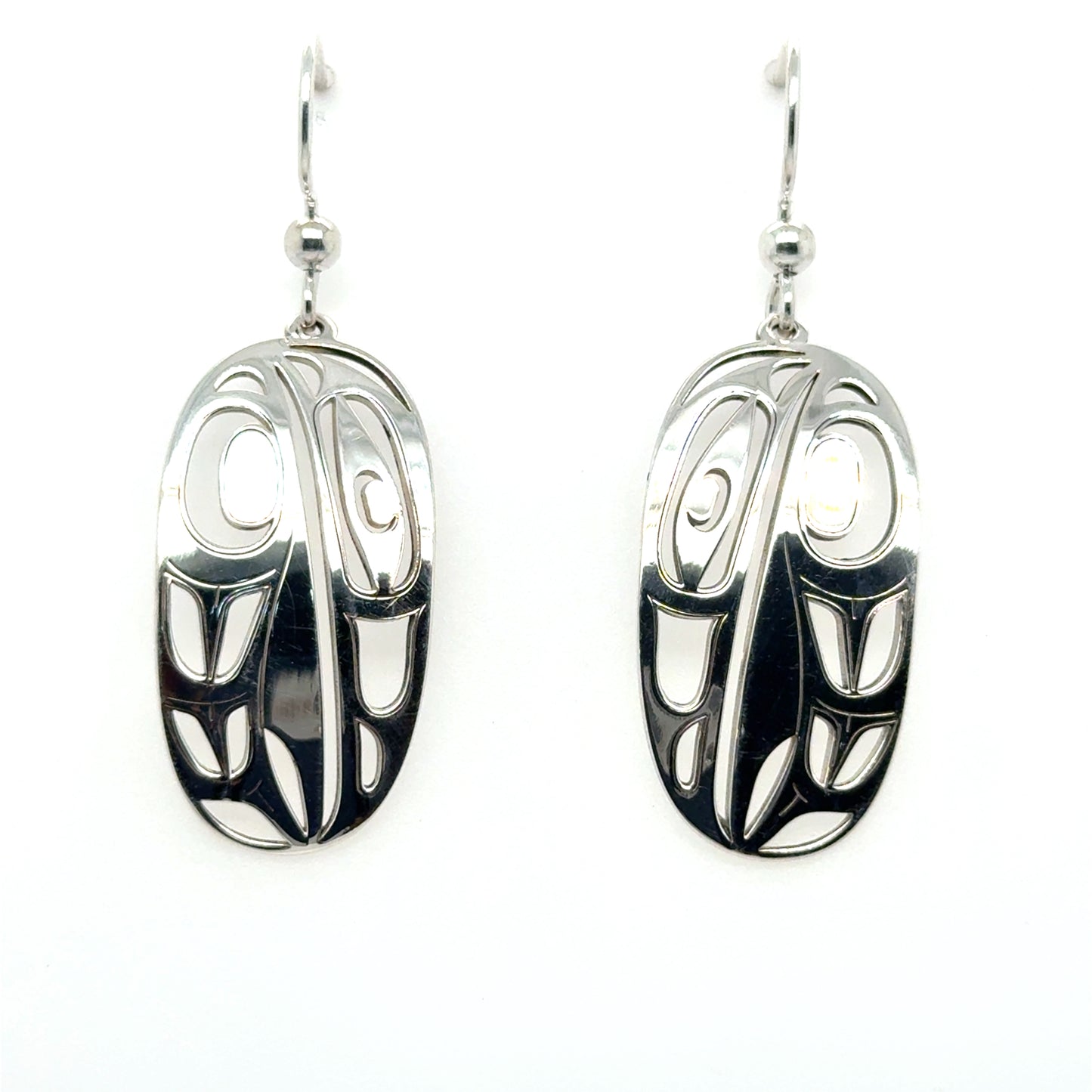 Earrings - Sterling Silver - Drop - Oval - Raven - Large - 30mm