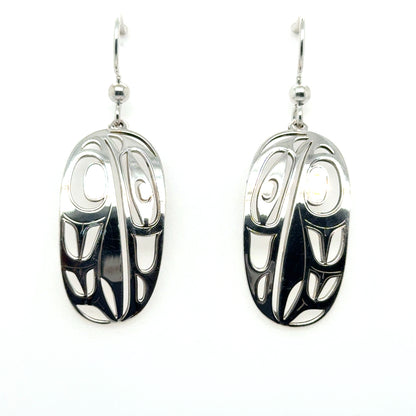 Earrings - Sterling Silver - Drop - Oval - Raven - Large - 30mm