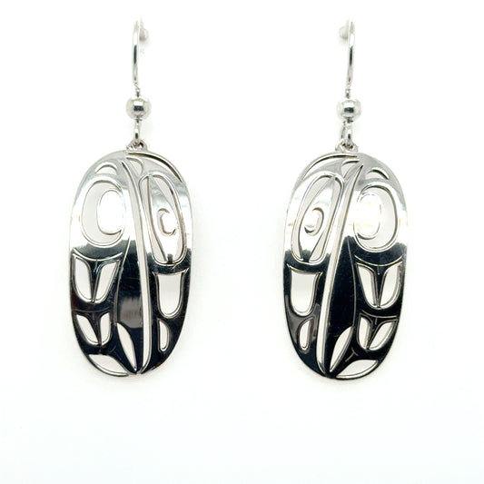 Earrings - Sterling Silver - Drop - Oval - Raven - Large - 30mm