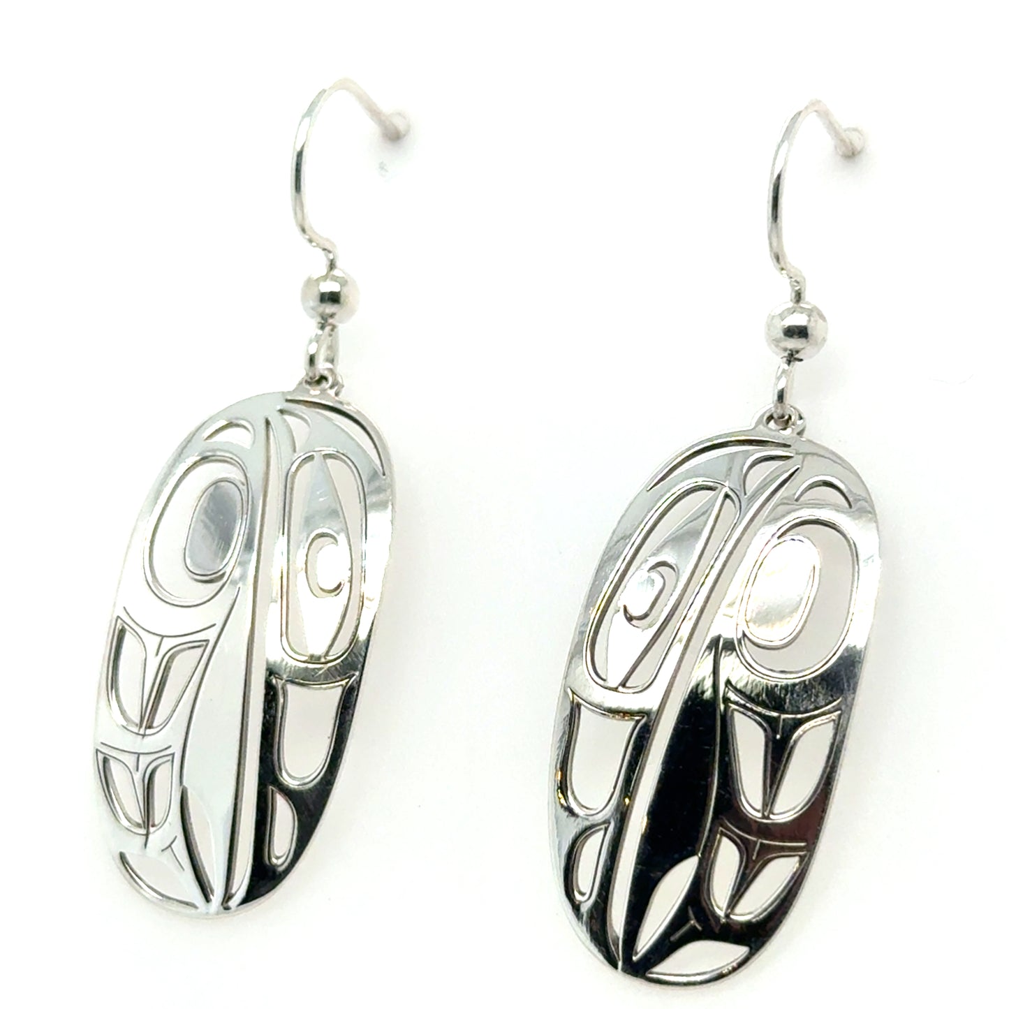 Earrings - Sterling Silver - Drop - Oval - Raven - Large - 30mm