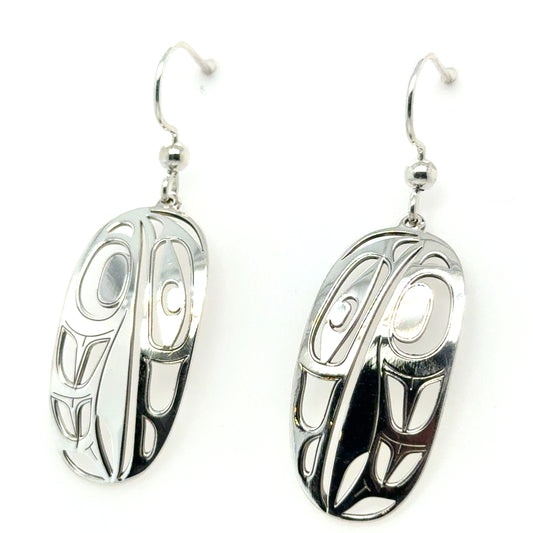 Earrings - Sterling Silver - Drop - Oval - Raven - Large - 30mm