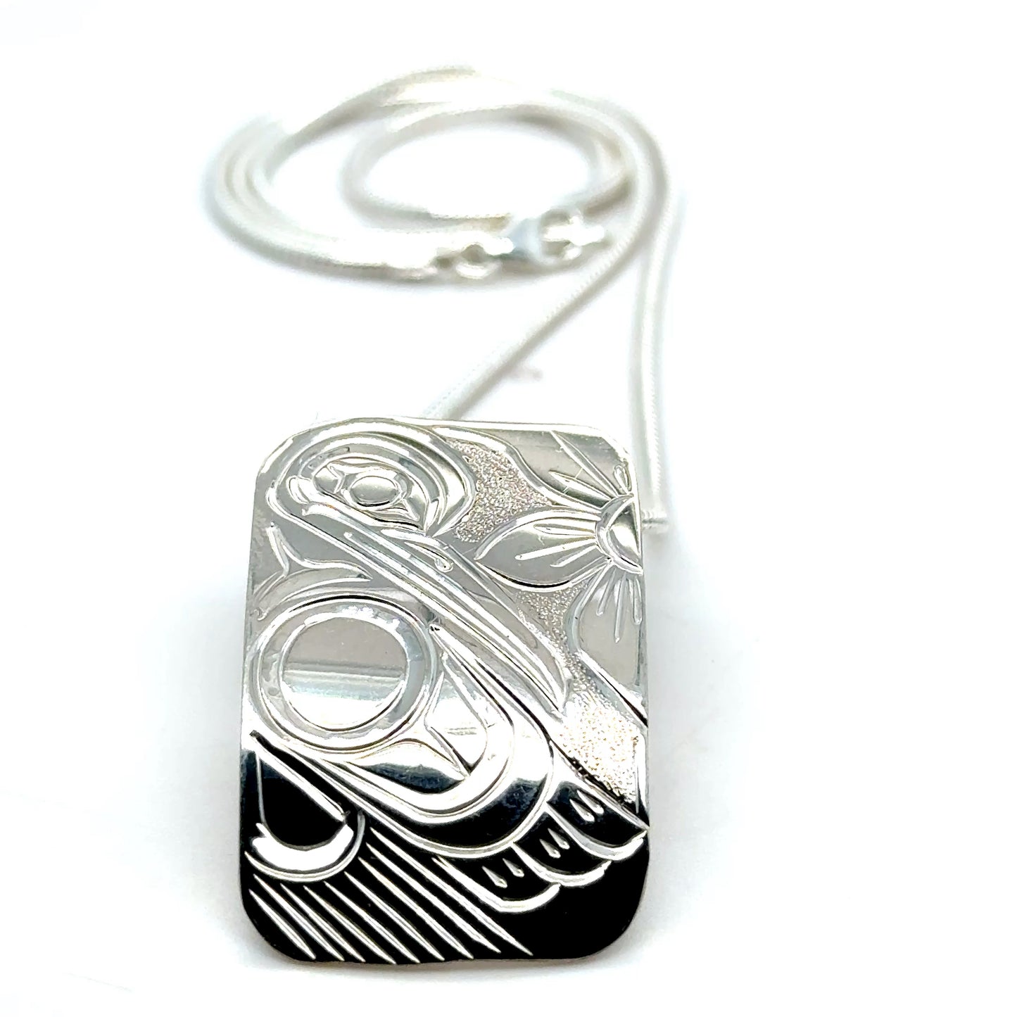 Pendant - Sterling Silver - Rectangle - Hummingbird