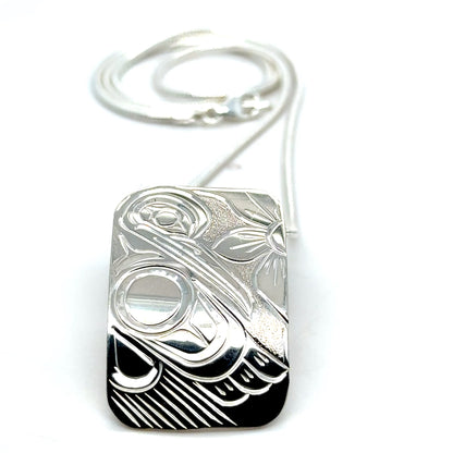 Pendant - Sterling Silver - Rectangle - Hummingbird