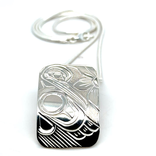 Pendant - Sterling Silver - Rectangle - Hummingbird