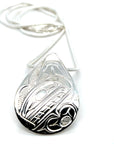 Pendant - Sterling Silver - Teardrop - Orca