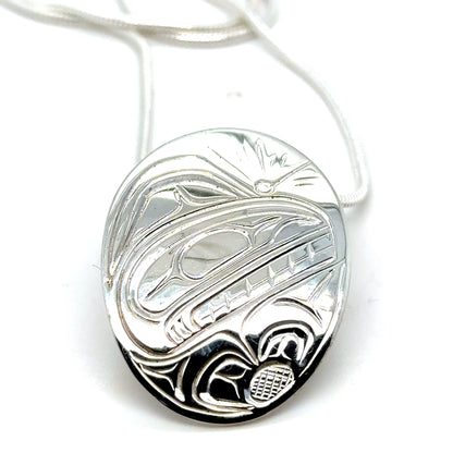 Pendant - Sterling Silver - Oval - Orca