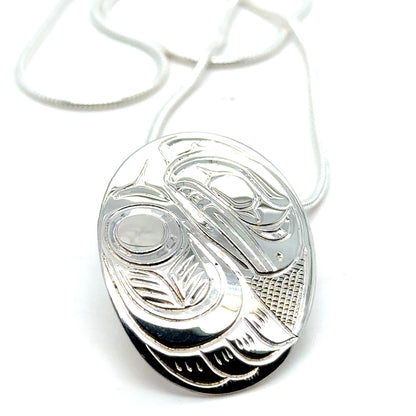 Pendant - Sterling Silver - Oval - Raven