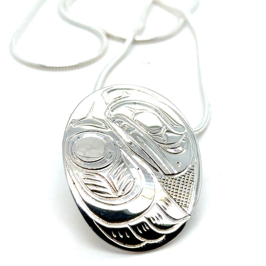 Pendant - Sterling Silver - Oval - Raven