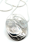 Pendant - Sterling Silver - Oval - Raven