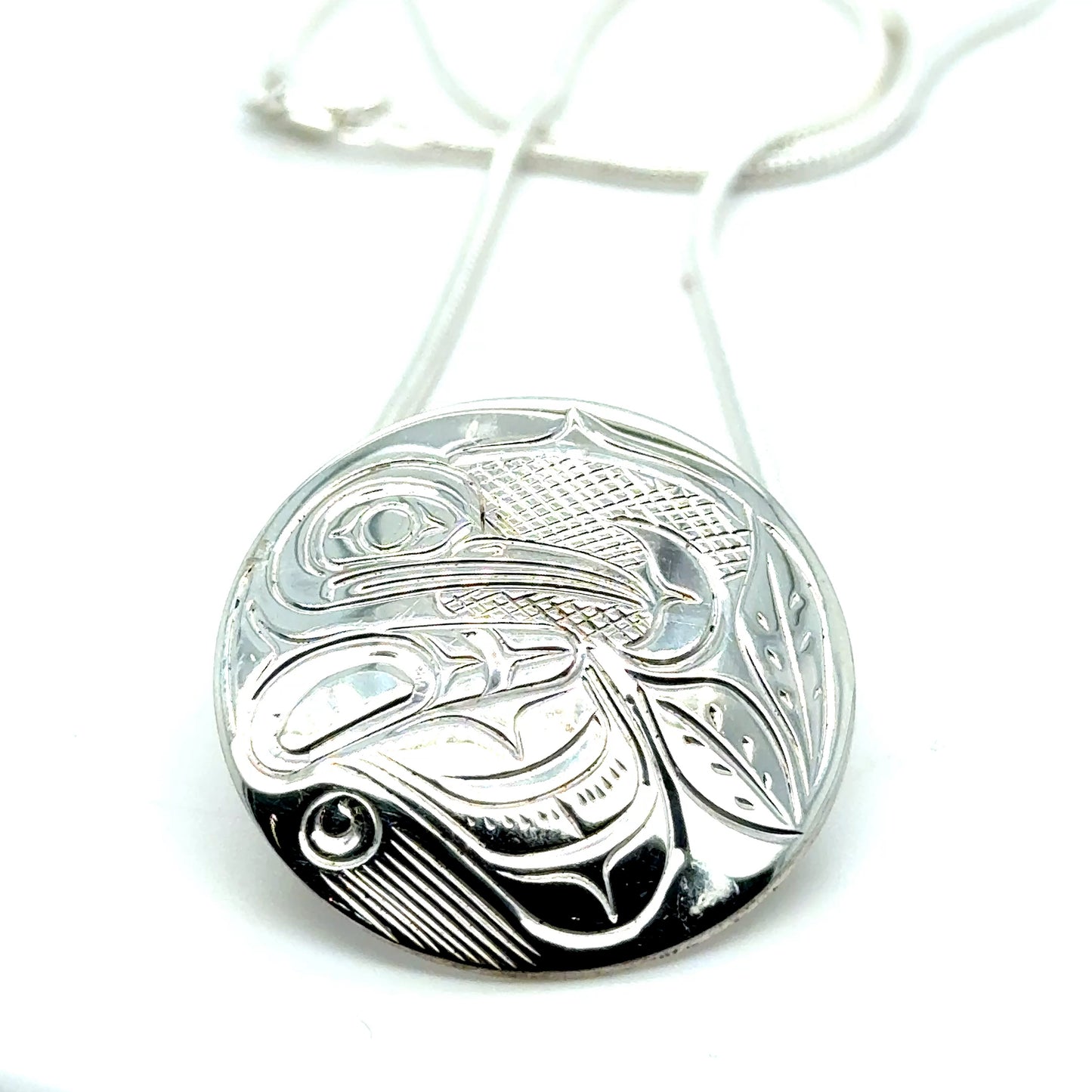 Pendant - Sterling Silver - Round - Hummingbird