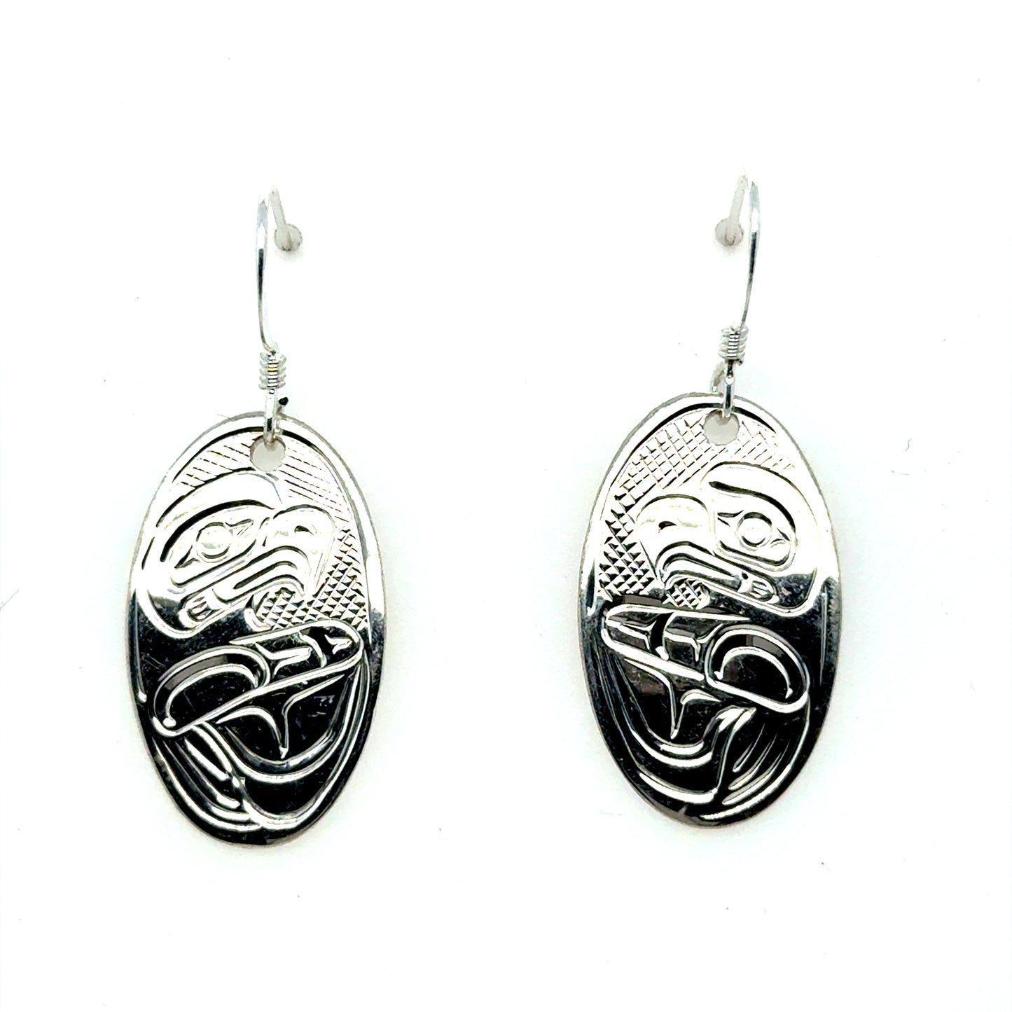 Earrings - Sterling Silver - Oval - Eagle