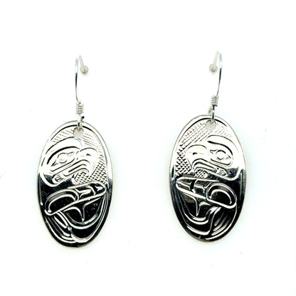 Earrings - Sterling Silver - Oval - Eagle