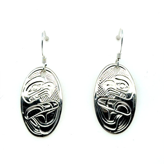 Earrings - Sterling Silver - Oval - Eagle