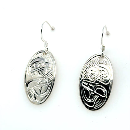 Earrings - Sterling Silver - Oval - Eagle