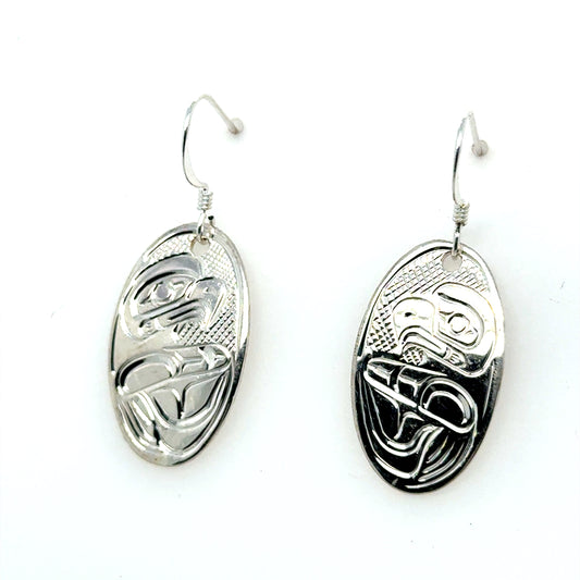 Earrings - Sterling Silver - Oval - Eagle