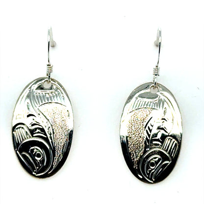 Earrings - Sterling Silver - Oval - Salmon