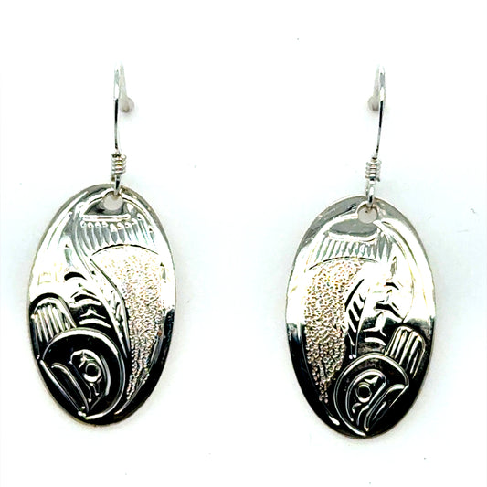 Earrings - Sterling Silver - Oval - Salmon