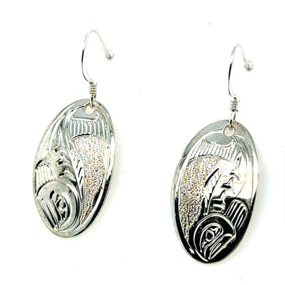 Earrings - Sterling Silver - Oval - Salmon