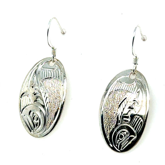Earrings - Sterling Silver - Oval - Salmon
