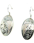 Earrings - Sterling Silver - Oval - Salmon