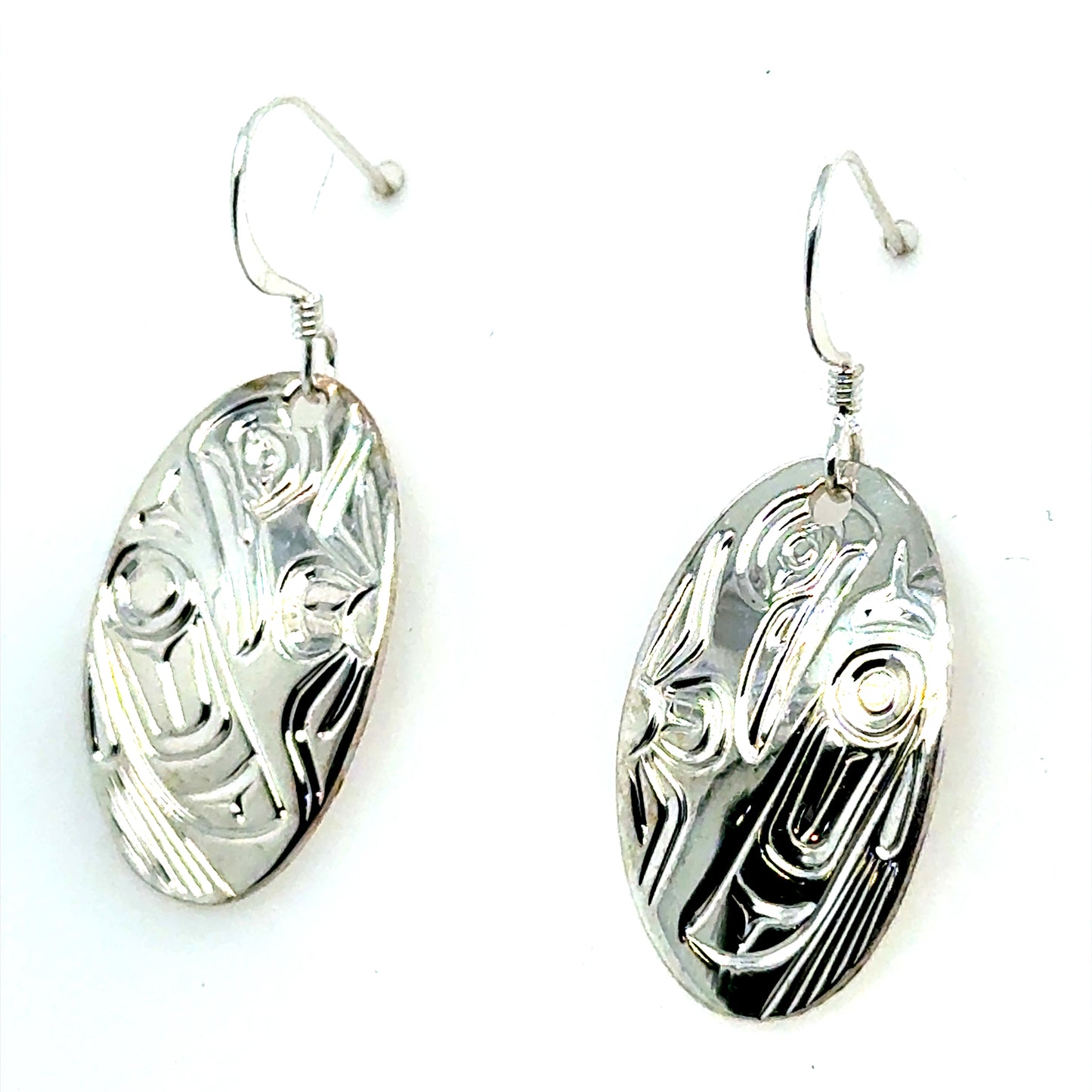 Earrings - Sterling Silver - Oval - Hummingbird