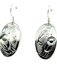 Earrings - Sterling Silver - Oval - Raven