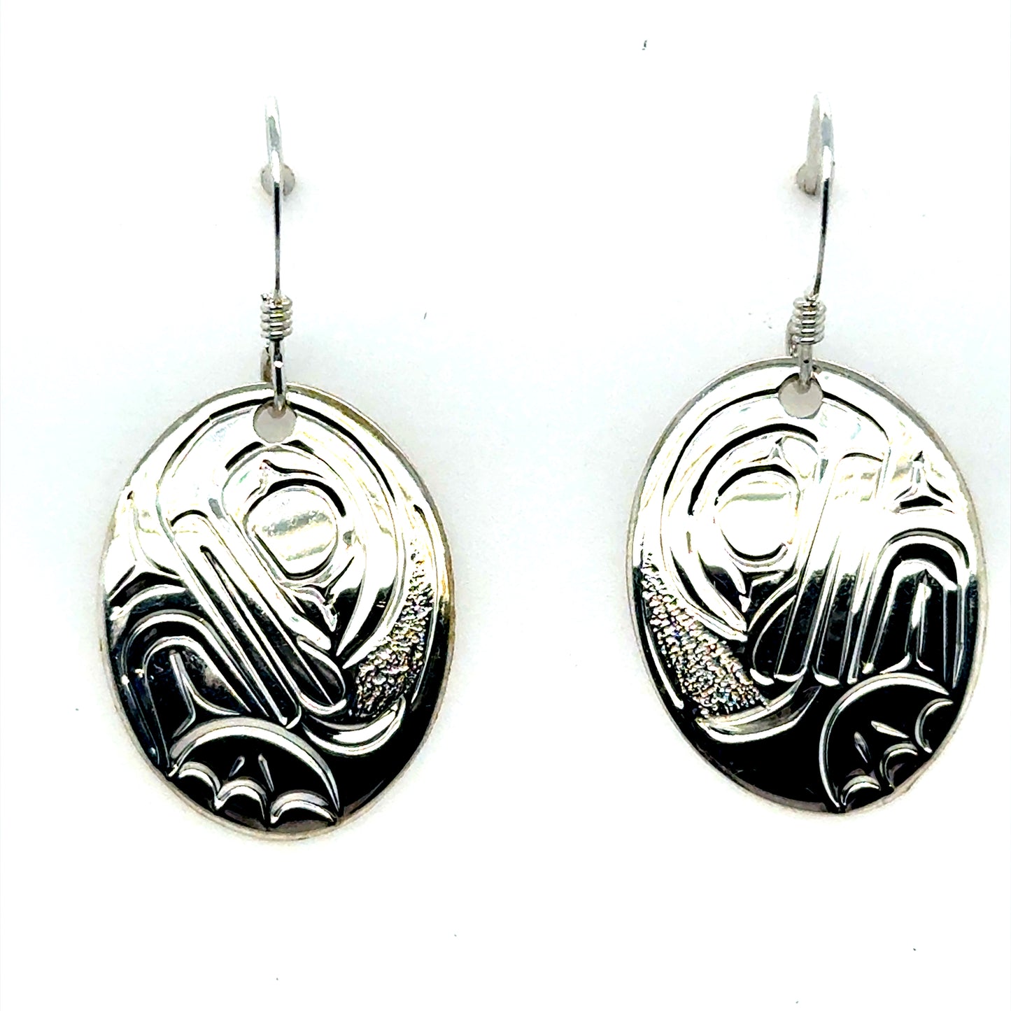 Earrings - Sterling Silver - Oval - Frog