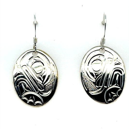 Earrings - Sterling Silver - Oval - Frog