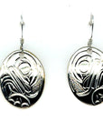 Earrings - Sterling Silver - Oval - Frog