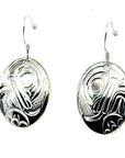 Earrings - Sterling Silver - Oval - Frog