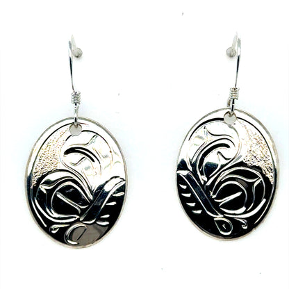 Earrings - Sterling Silver - Oval - Butterfly