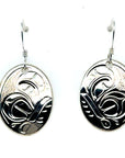 Earrings - Sterling Silver - Oval - Butterfly