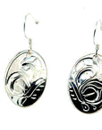 Earrings - Sterling Silver - Oval - Butterfly